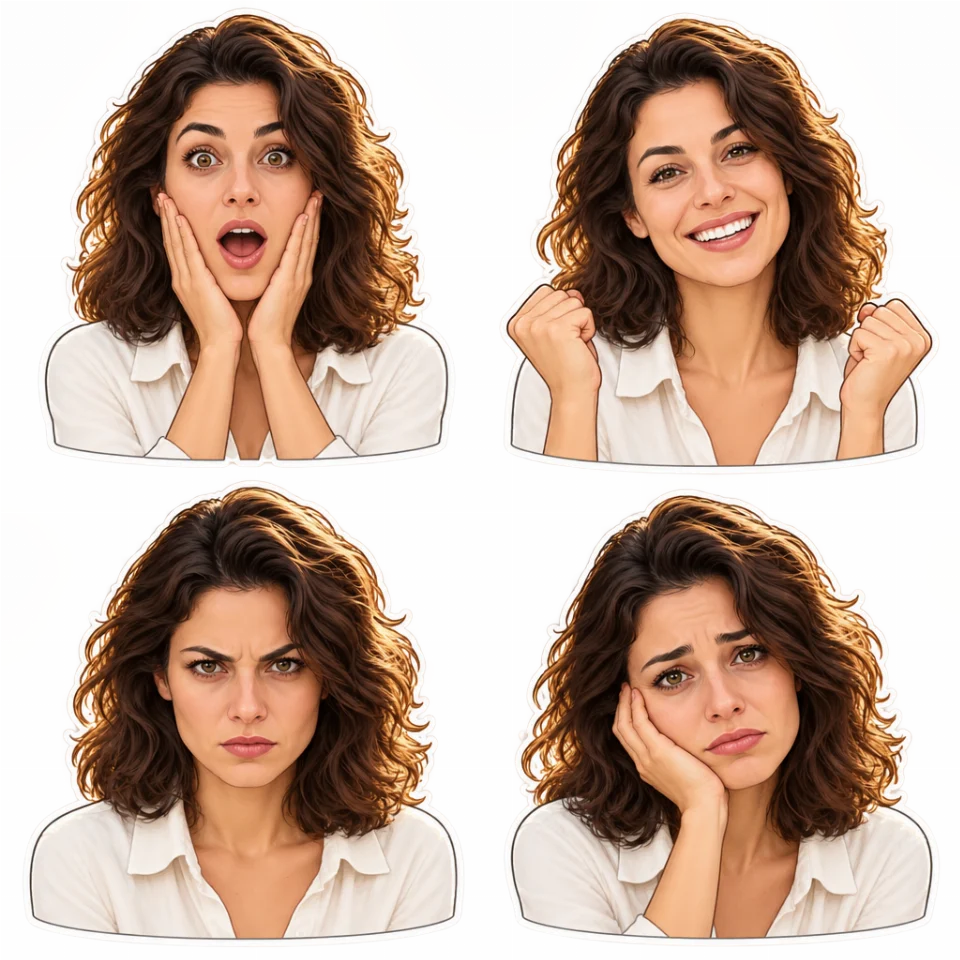 4 duygulu çıkartma paketi oluşturun